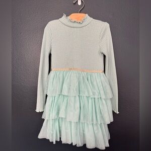 Janie and Jack-Mint Green Ruffled Kids Dress-Missing bottom loop for button